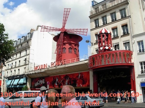100 Beautiful Parisian Places: Moulin Rouge, Tourists Attractions in France.