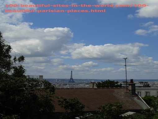 100 Beautiful Parisian Places: View of Beautiful Places in Paris and Eiffel Tower.