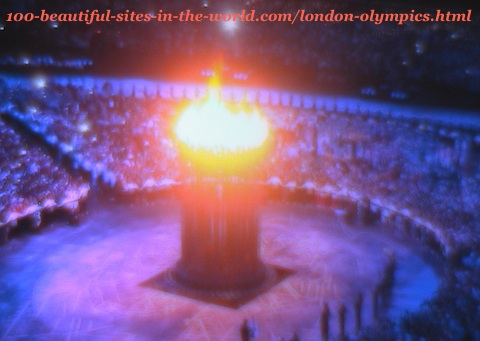 London Olympics 2012. The lights of the main big torch