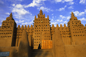 Front View from Djenne Mud Mosque in Timbuktu, Mali Front View from Djenne Mud Mosque in Timbuktu, Mali