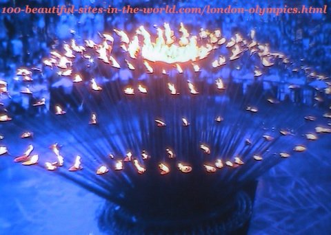 London Olympics 2012. The 205 copper petals of the torch when lifted up from the ground