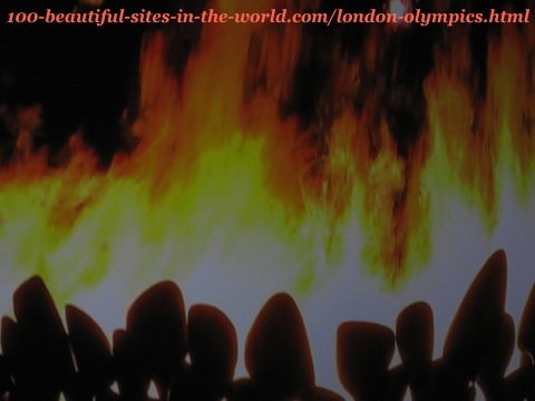 London Olympiad 2012. The fires of the 205 copper petals of the torches before raising them to make the main big torch