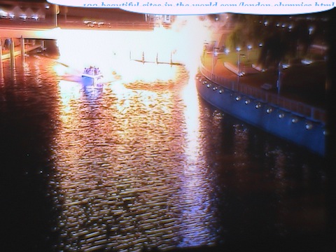 London Olympics 2012. Olympics torch while arriving on boat to light London Olympics torches